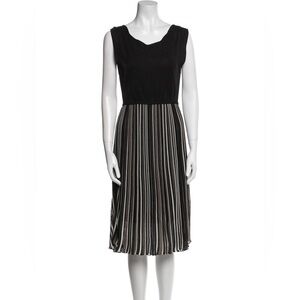 Missoni Black Color Block Dress Multi Stripe‎ Bottom Black Tan Cream Wool Size 4
